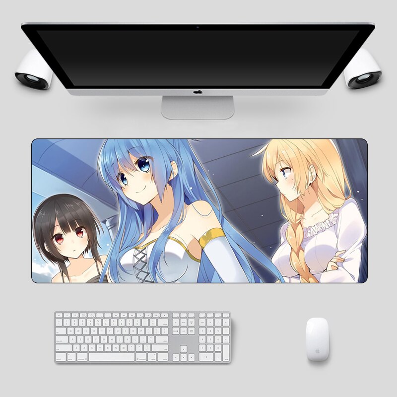 Large 70x30cm Japan Anime Konosuba Mouse Pad Laptop Desk Mouse Mat Locking Edge Rubber Computer Speed Gamer Gaming Mousepad