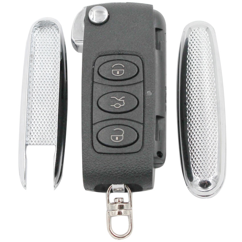 3 Button for V-W B5 Remote key shell For Bentley Style Silver Side Modified Flip Remote Key Shell