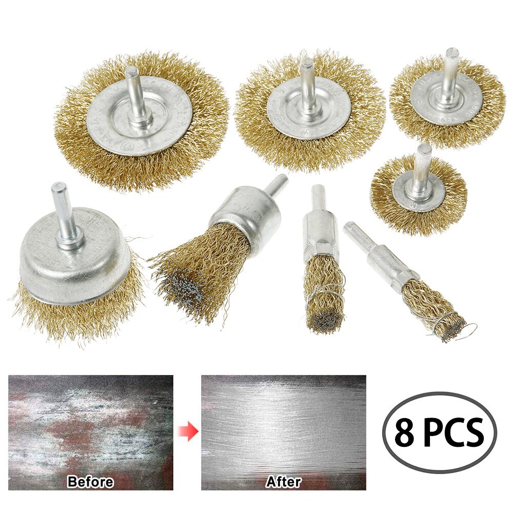 8pcs Brass Brush Wire Wheel Brushes Die Grinder Rotary Electric Tool for Engraver Polishing Brush Tool