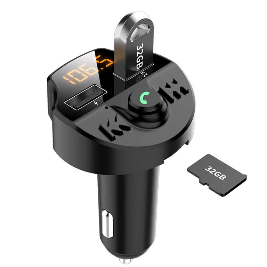Handsfree Car Kit Bluetooth 5.0 Wireless FM Transmitter Battery Voltage LCD Auto MP3 Player USB Charger