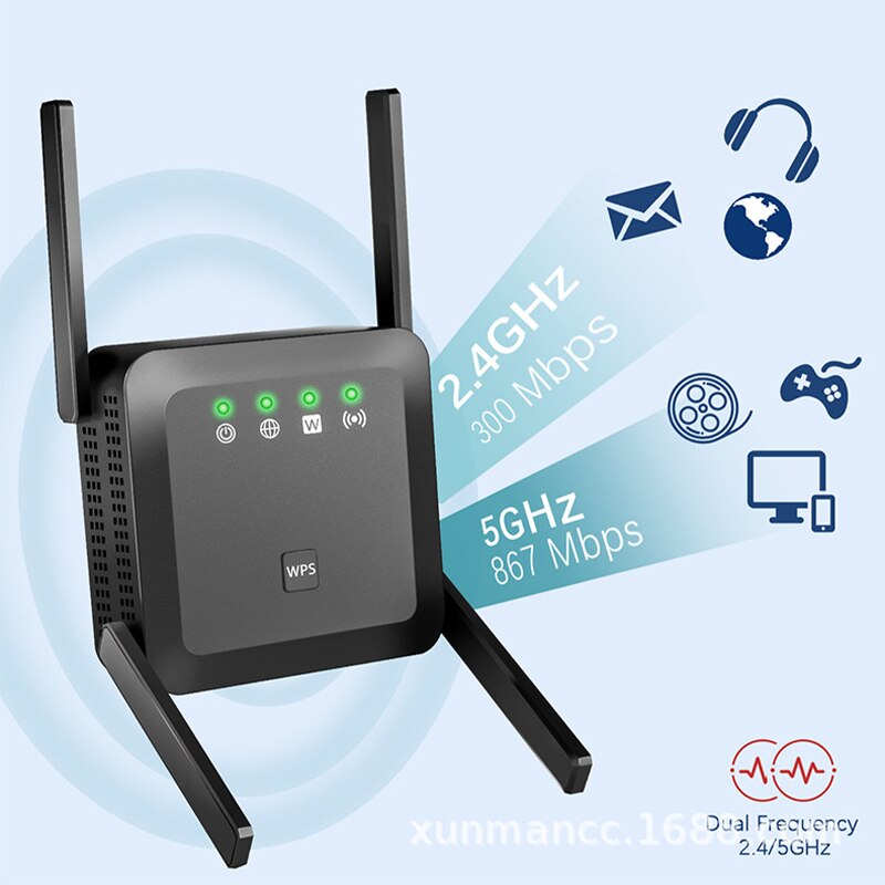 Répéteur amplificateur de wifi sans fil, appareil pour amplifier le signal, longue portée, 5 Ghz, 1200 Mbps, 2,4 G, 802.11N