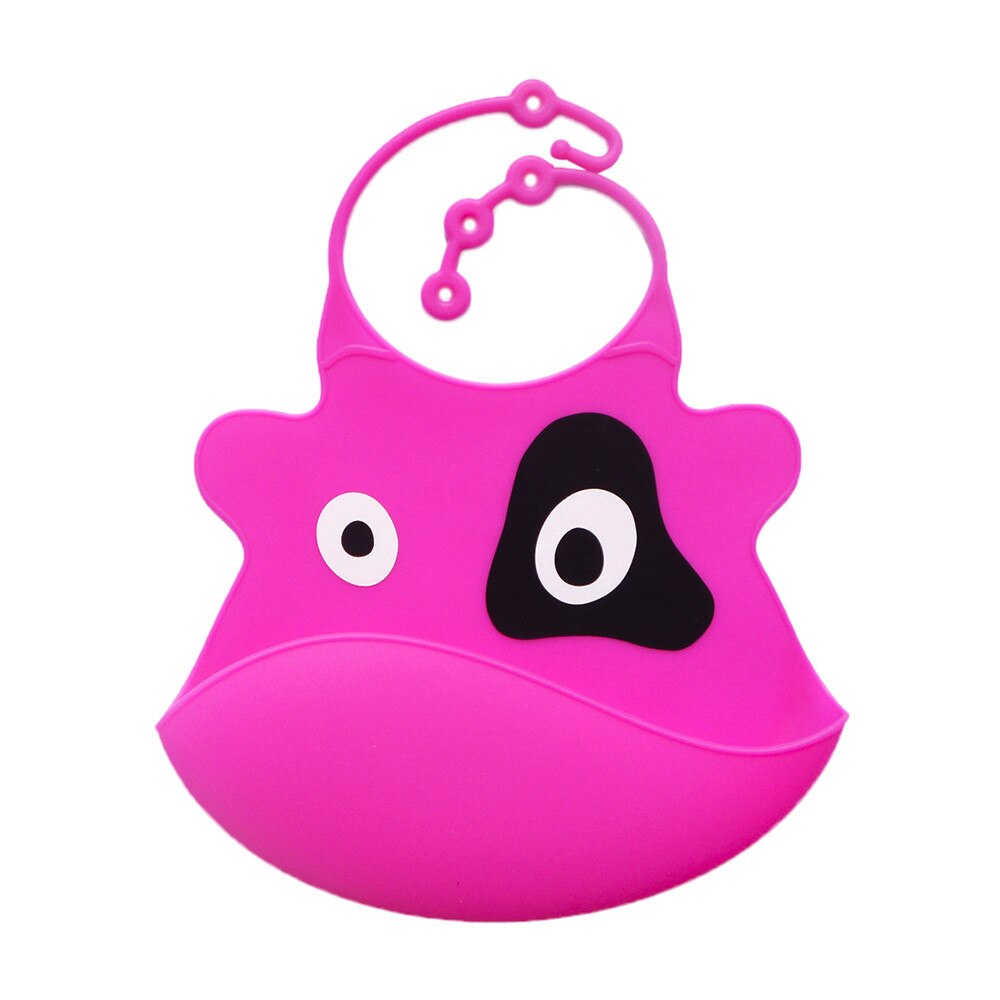 Waterproof Saliva Dripping Bibs Cute Kid Infant Bibs Baby Soft Silicone Bib cute adjustable baby bibs babero con mangas: Pink