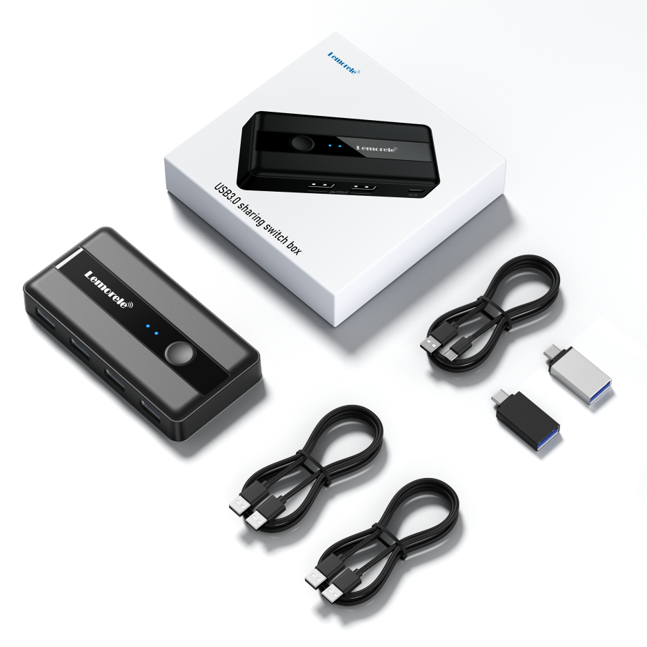 Lemorele USB KVM schalten Adapter USB 3.0 Umschalter 2 Eingänge 4 Ausgänge USB schalten KVM Umschalter Drucker Teiler für Computertastatur