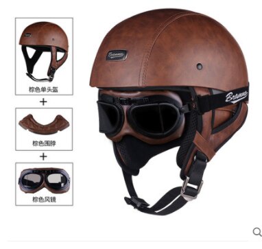 Brammo Moto Rcycle Helm Vintage Pu Leer Half Helm Moto Rbike Helm Moto Casco Bril En Masker
