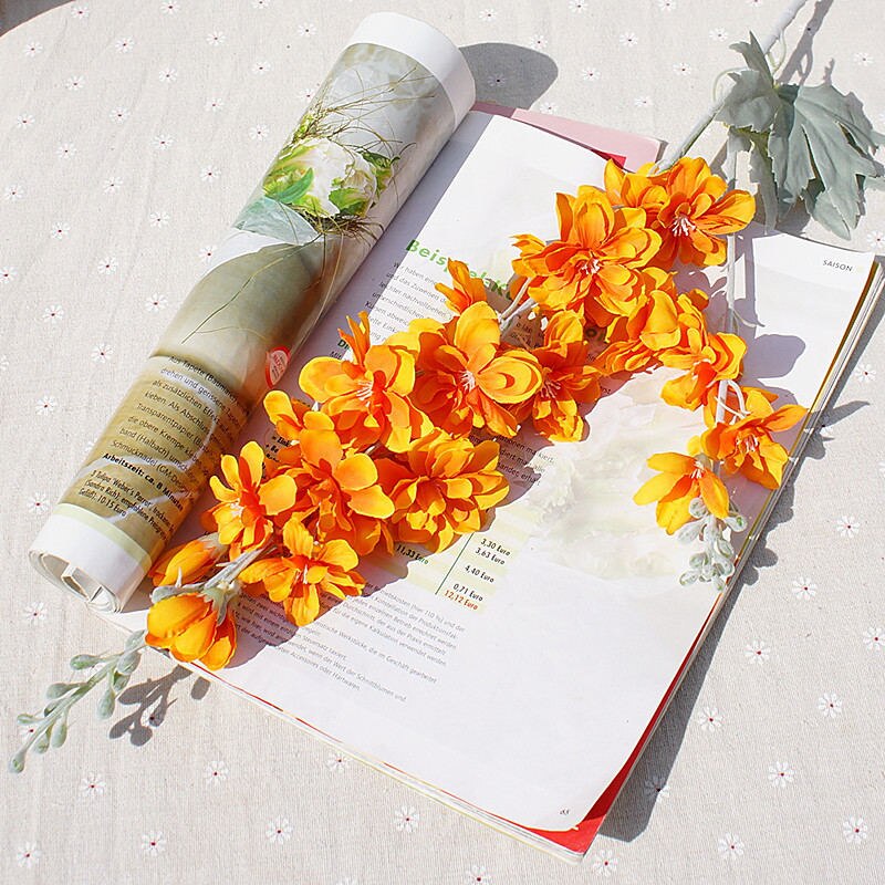 long stem silk flower Artificial flowers Wedding party decoration flores fleur artificielle: Orange