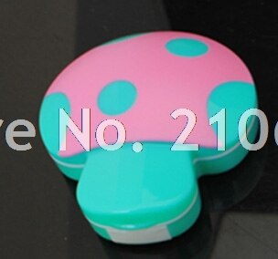 Retail CLC08 Kleurrijke Paddestoel Contact Lens Case Blauw Roze Pruim Geel: blue pink