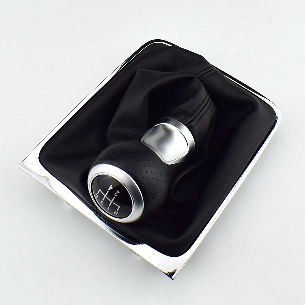 Pomo de palanca de cambios para Volkswagen Passat B6, 5 y 6 velocidades, botón de arranque, estructura de polaina, color negro: AD 5 Speed