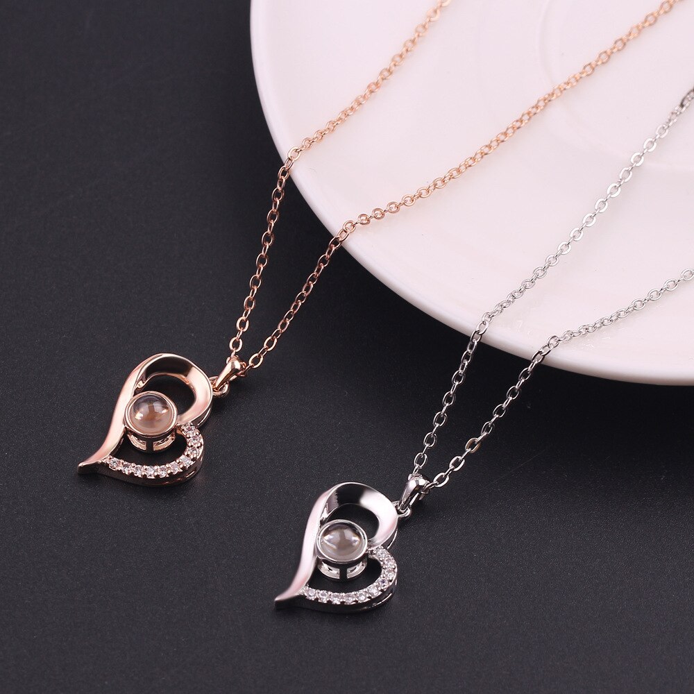 Projection Pendant Necklace for women Girls Love Memory Heart Necklace Valentine's Day Couple Jewelery