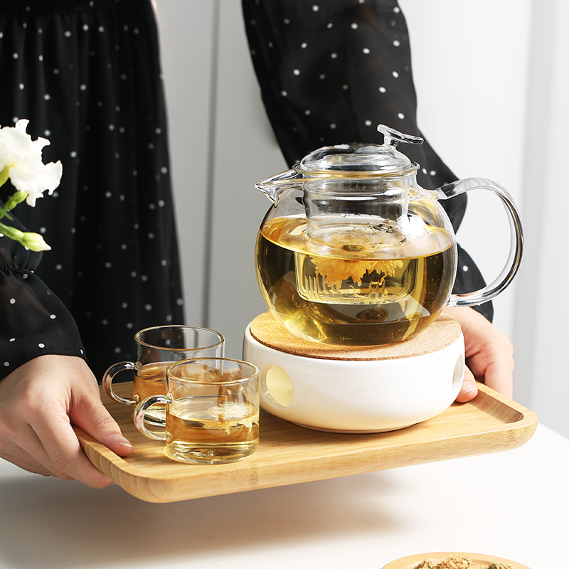 Glass Teapot Infuser Cups Set Good Clear Borosilicate Stovetop Safe Kettle Blooming and Loose Leaf Tea Pots Oneisall