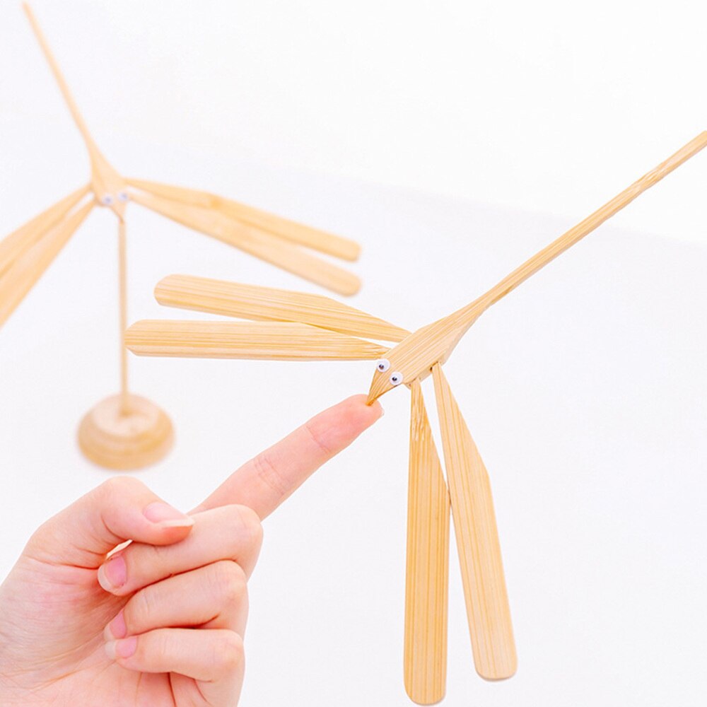 2pcs Bamboo Dragonfly Toys Balance Educational Prop (Wood Color)