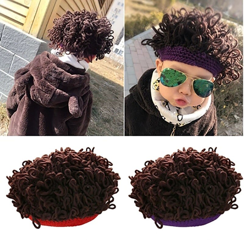 Fashionable Children's Hats Hand-Made Baby Boys And Girls Cotton Wool Warm Breathable Baby Hats Boy And Girl Wig Hats 1-3T