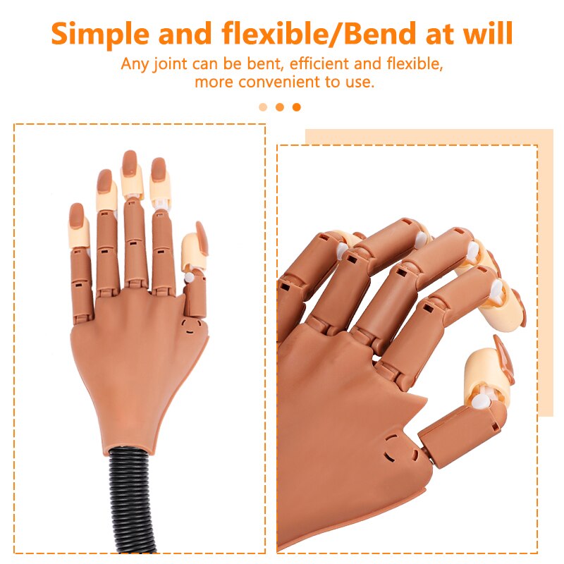 Manicure Practice Hand Flexible Reusable Hand Model Bendable Finger With Nail Tips Adjustable Training Model Hands Nail Art Hand