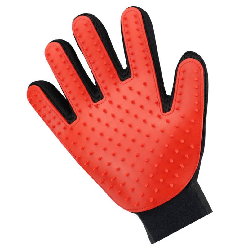 Cat Pet brush Glove Deshedding Gentle Efficient Pet Grooming Glove Dog Bath Cat cleaning Supplies Pet Glove Dog combs 2: Red / Right-Left hand 2pcs