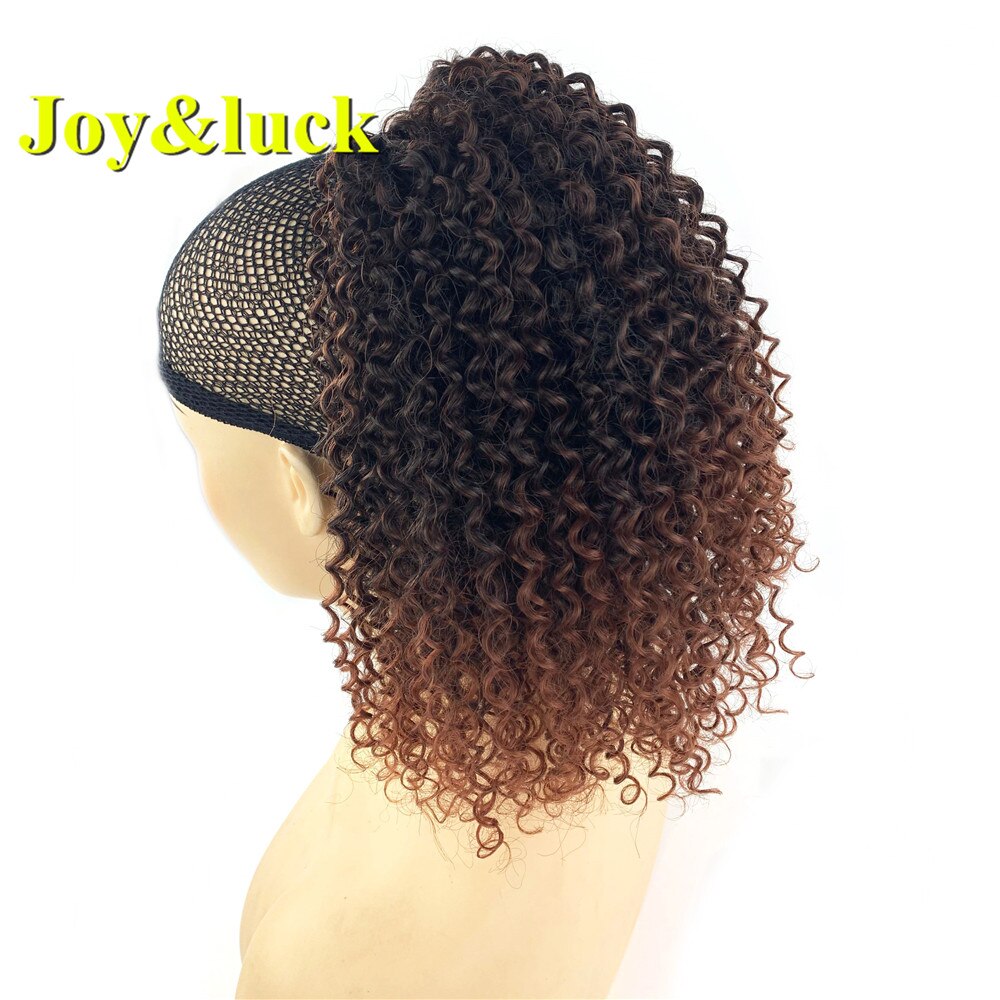 Glæde og held afro kinky krøllet puff snøre hestehale kort hår knold til sorte kvinder syntetisk chignon frisure: 1 b 33