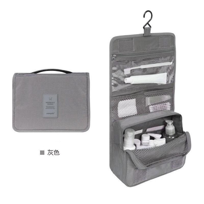 Travel Cosmetic Handbag Women Makeup Bag Toiletries Organizer Waterproof Storag Hanging Bathroom Wash Bags: Gray