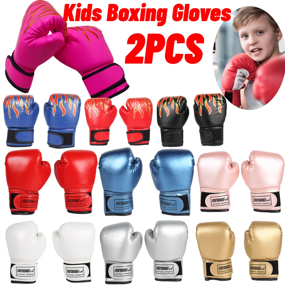 2 stks Kids Bokshandschoenen PU Leer MMA Vechthandschoenen Bokszak Kickboksen Thaise Handschoenen Professioneel voor Kinderen Kind Training