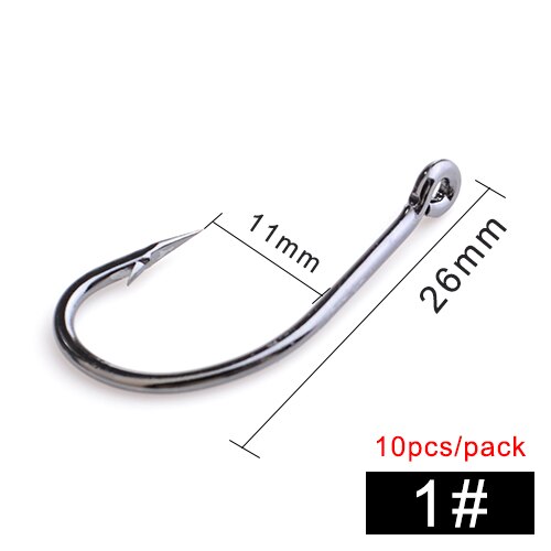 Haczyk wędkarski NGB 10PCS ze stali wysokowęglowej 1 # 2 # 4 # 6 # 8 # 10 # Haczyk pojedynczy z oczkiem, karpiowy, na suma, sprzęt wędkarski.: WHITE