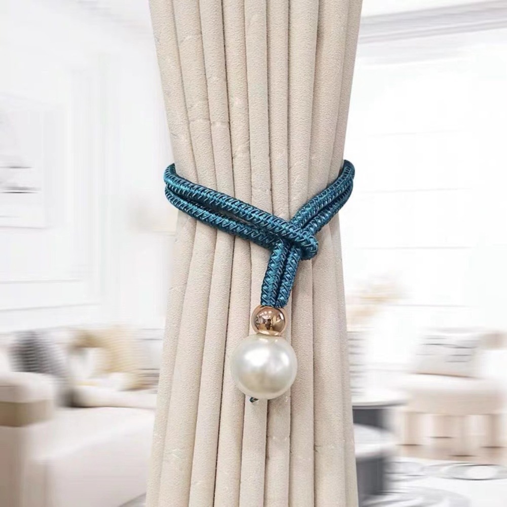 Polyester Pearl Curtain Tieback Adjustable Pearl Curtain Buckle Buckle Tie Rope Beautifully Curtains Tie Rope Home: Light Grey