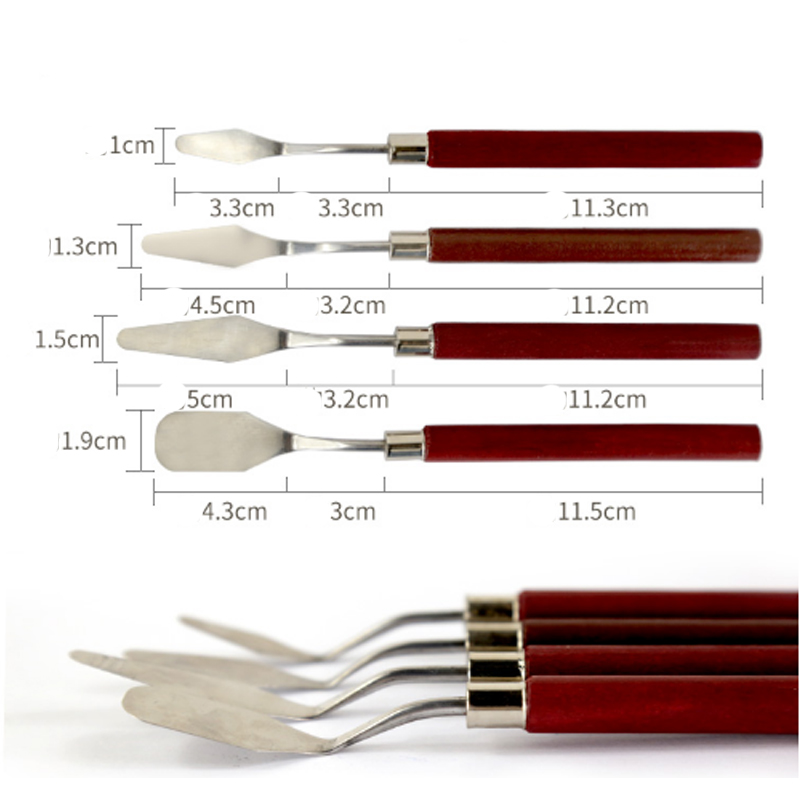 4 pièces/ensemble peinture à l'huile grattoirs artiste peinture accessoires calligraphie Palette spatule couteau fournitures de peinture