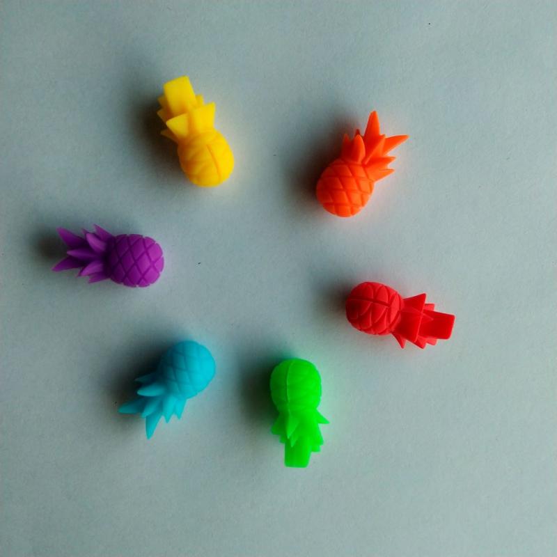 6 stk 6 farve silikone vinglas logo søde ananas vinglas mærke køkken bar fest gadgets hurtigt