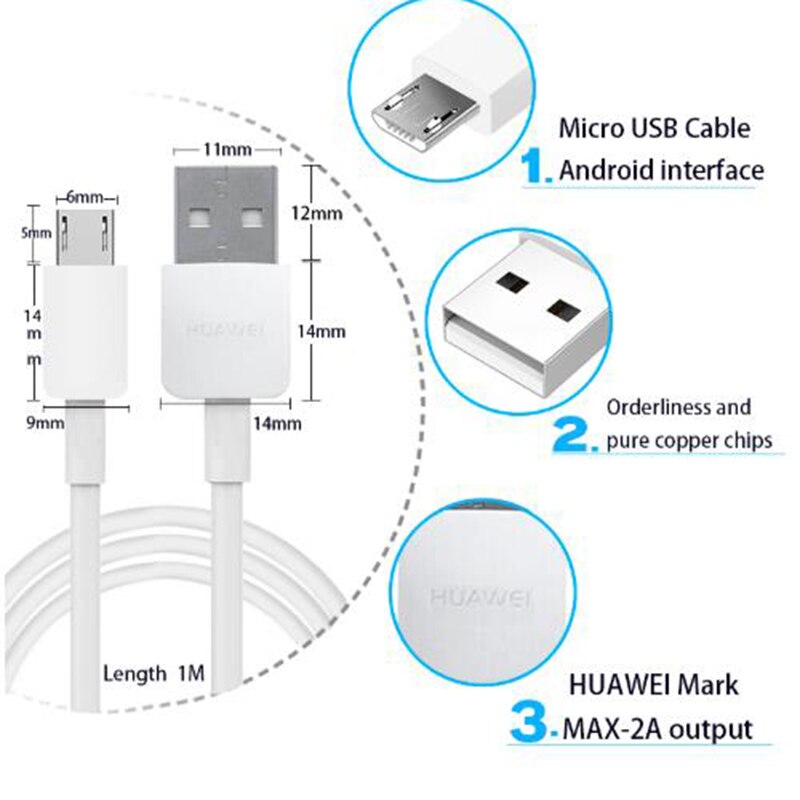 100cm original huawei carga rápida micro cabo usb para huawei p7 p8 p9 p10 lite companheiro 7 8 9 lite honra 8x 8c max nova lite cabo