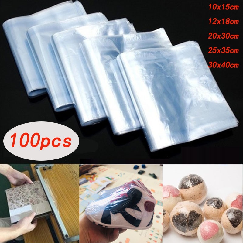 10/100 pcsPVC schuhe Wärme schrumpfen Film tasche schuhe taschen watetproof gebläse wärme dichtung flache mund blau transparent hause lagerung tasche