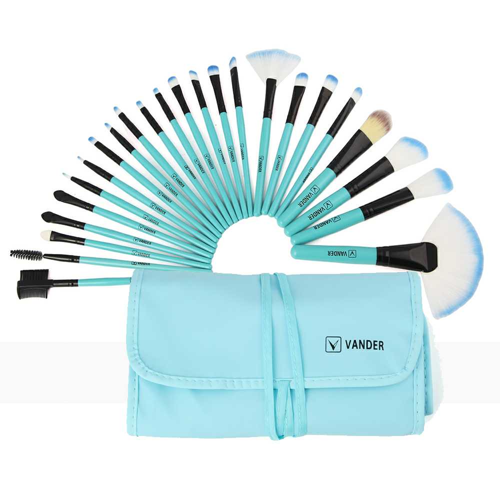 Vanderlife 24pcs Makeup Brushes Set 6 Colors Beauty Cosmetic Make Up Tools Foudation Eyeshadow Brush Set With Case: Blue