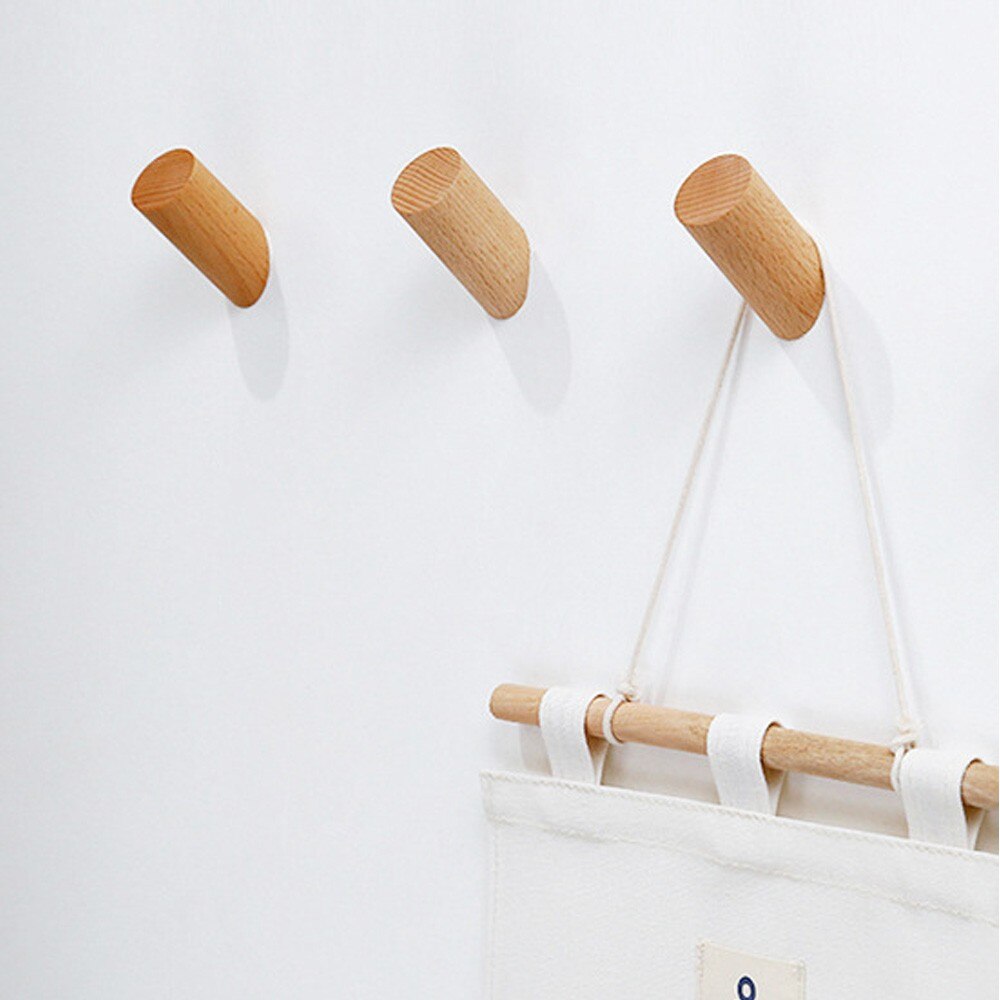 Sqinans Natuurlijke Hout Kleerhanger Muur Gemonteerde Kapstok Decoratieve Sleutelhouder Hoed Sjaal Handtas Opslag Hanger Badkamer Rac