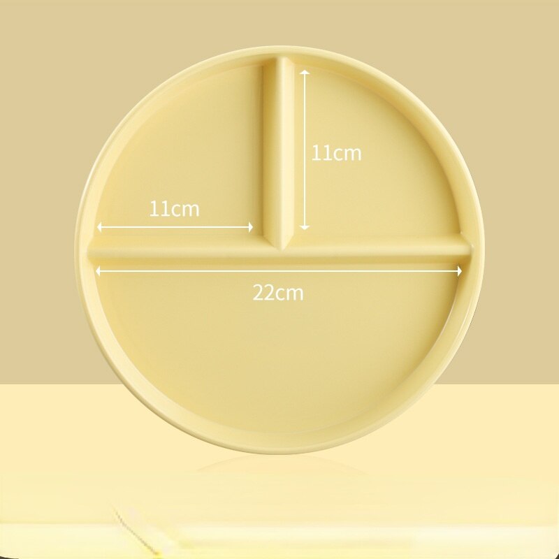 Compartment Plate For Food Round Plastic Dinner Plates Dinnerware Dining Plate Serving Dishes Cake Salad Kitchen Plates: Yellow