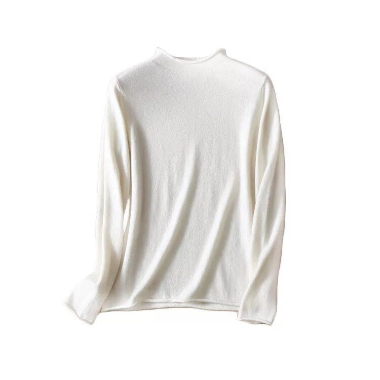 Jumper Winter Korean Sweaters Women pullovers Autumn knit Solid color Crimped loose long-sleeved wool-blend sweaters female: White