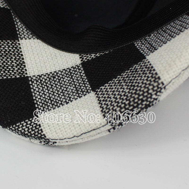 Vinter 56cm headsize svart og hvit rutete låve beret hattemaker gutt visir avis hattemaker shxb 019