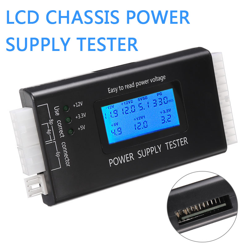 For Computer Testing 1pc PC Computer LCD 20/24 Pin 4 PSU ATX BTX ITX HDD Digital Power Supply Tester Support 4 6 8 20 Interface