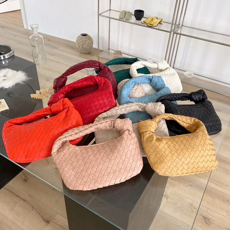 Bolso de mano a la para mujer, bolsa de cuero vegano de lujo, bolsa de hombro estampada, cruzado, informal con asa anudada,