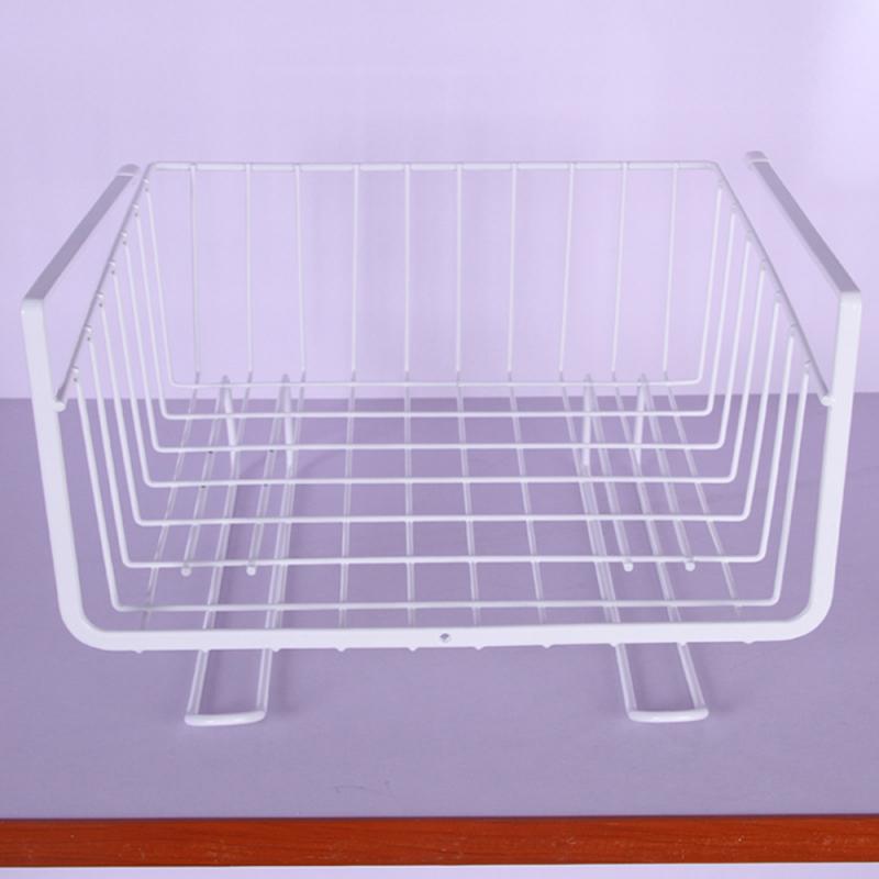 Wardrobe Cabinet Hanger Compartment Hanging Basket Wall-mounted Storage Rack Kitchen Iron Storage Shelf Organizing Rack: White