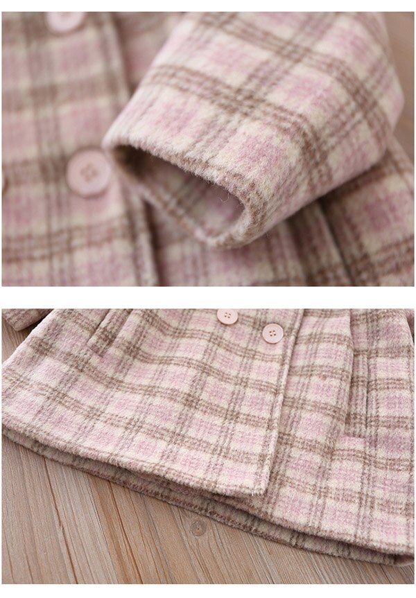 Piger plaid trenchcoat børne efterår vinter uld frakke  -10 grader koreansk version af