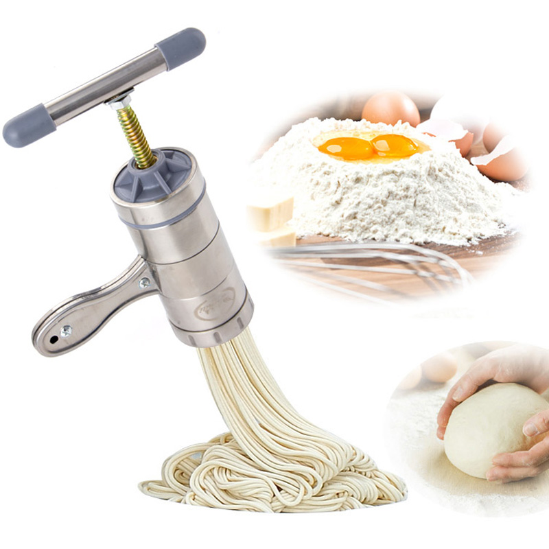 Noodle maker håndlavet noodle maskine husholdnings manuel rustfrit stål pressemaskine køkkenværktøj hul nudel maskine