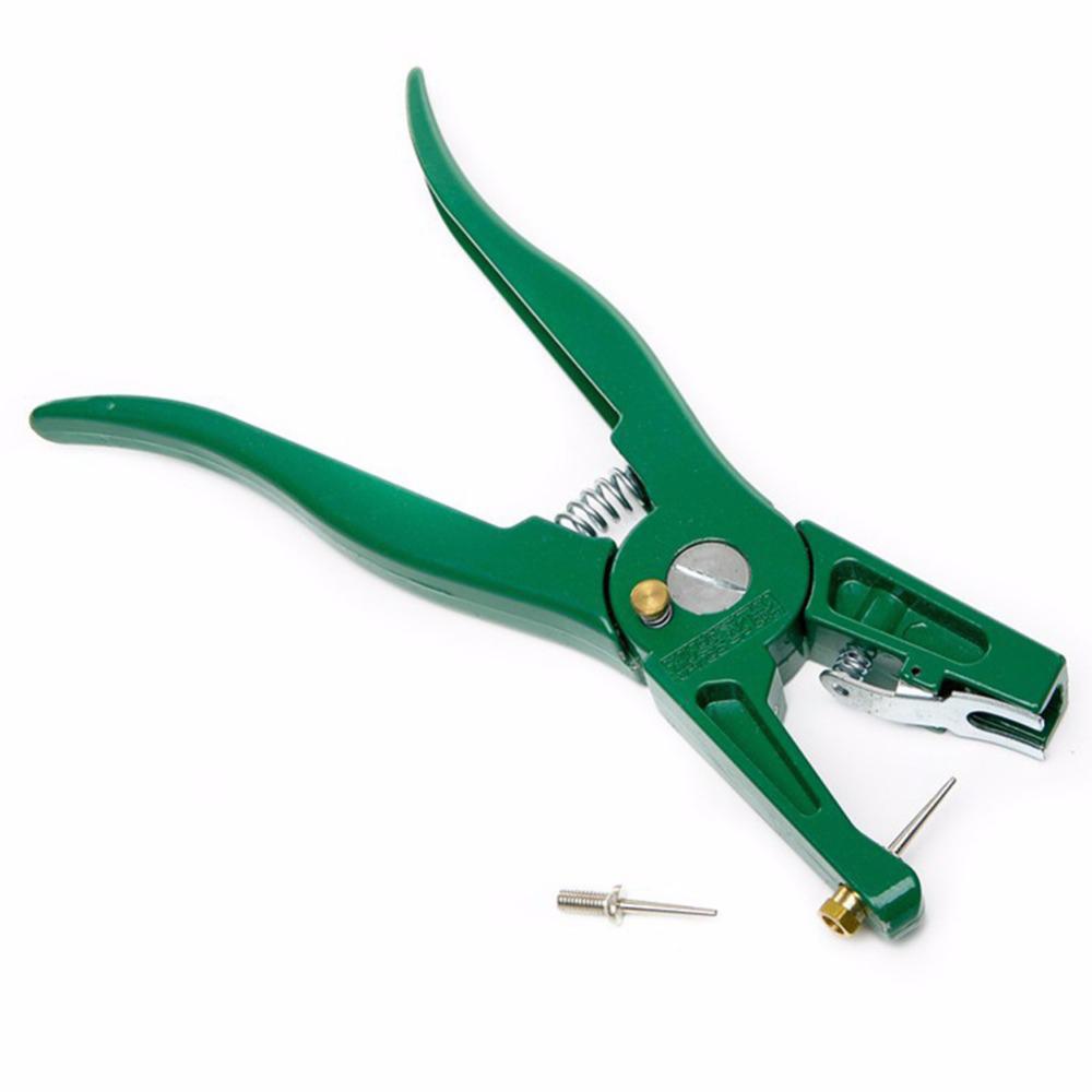 Lanlan grøn legeret øremærketang identifikationsværktøj med 2 øremærke nåle