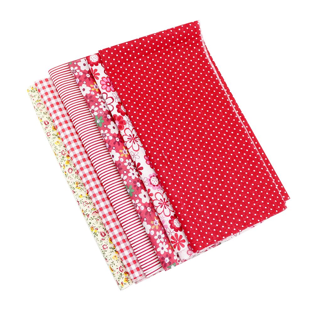 6 unids/lote tela de algodón combinación 50x50cm muñeca de tela accesorios y Material de costura Patchwork textil impresión Floral: Red