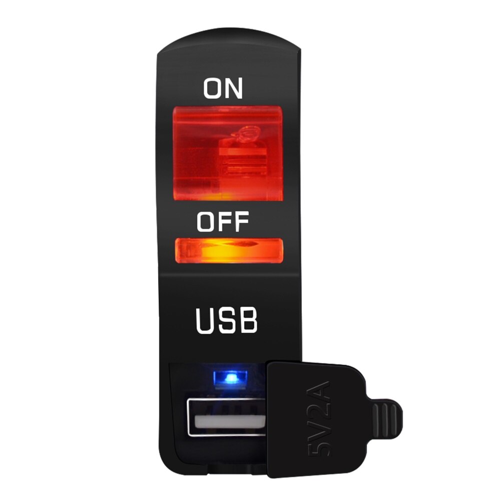 Cargador de teléfono para motocicleta, indicador LED de CC de 12V, montaje en manillar de motocicleta, cargador de teléfono USB con interruptor: RED