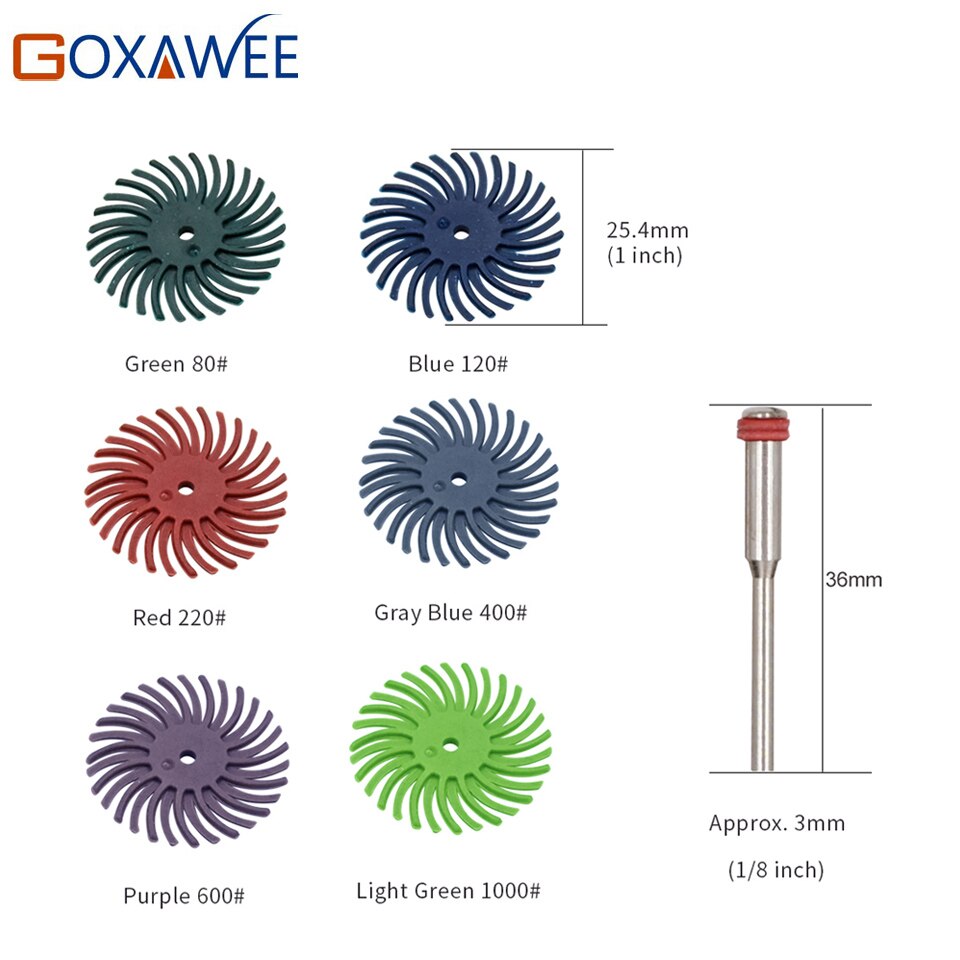 GOXAWEE 10pcs Schurende Borstel Rotary Tools Voor Dremel Accessoires Schuurmiddelen met 2 stuks 3.0mm Opspandoorns Power Tools accessoires