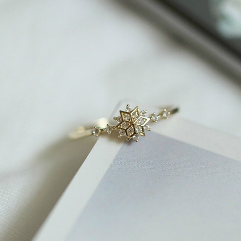 Leuke Vrouwen Sneeuwvlok Ringen Vrouwelijke Chic Dainty Ringen Party Delicate Ringen Bruiloft Sieraden