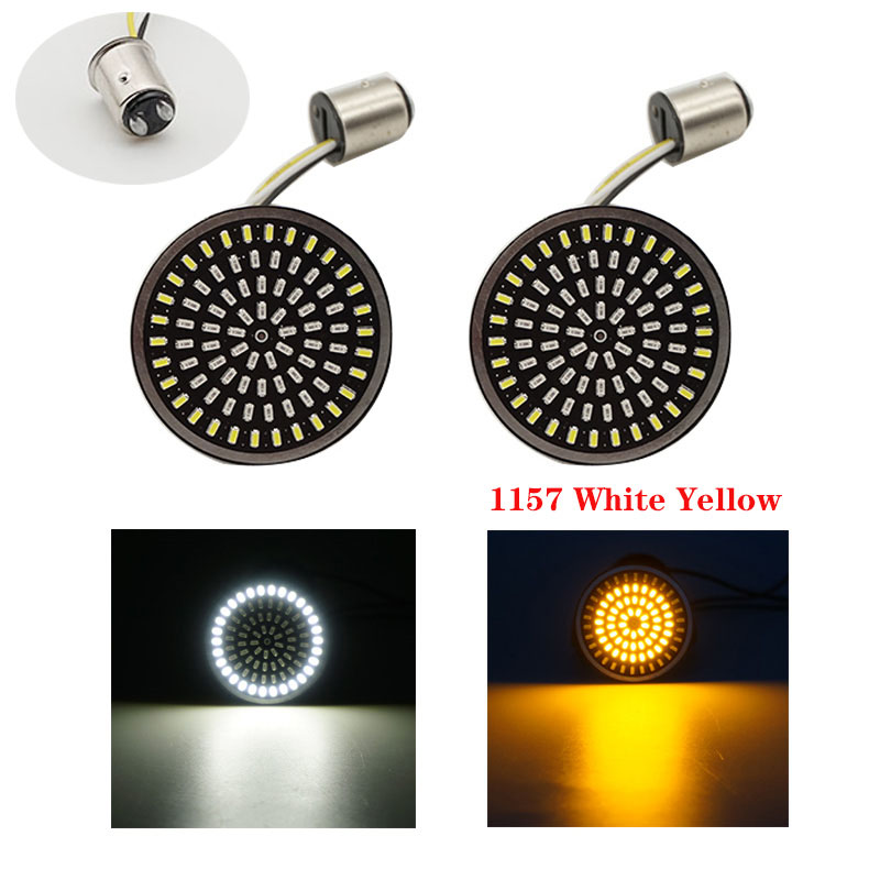 1 Paar Motorcycle Led Richtingaanwijzers Kit Voor Harley Road Glide Touring Sportster Met 1156 1157 Base Wit/Amber led Richtingaanwijzer