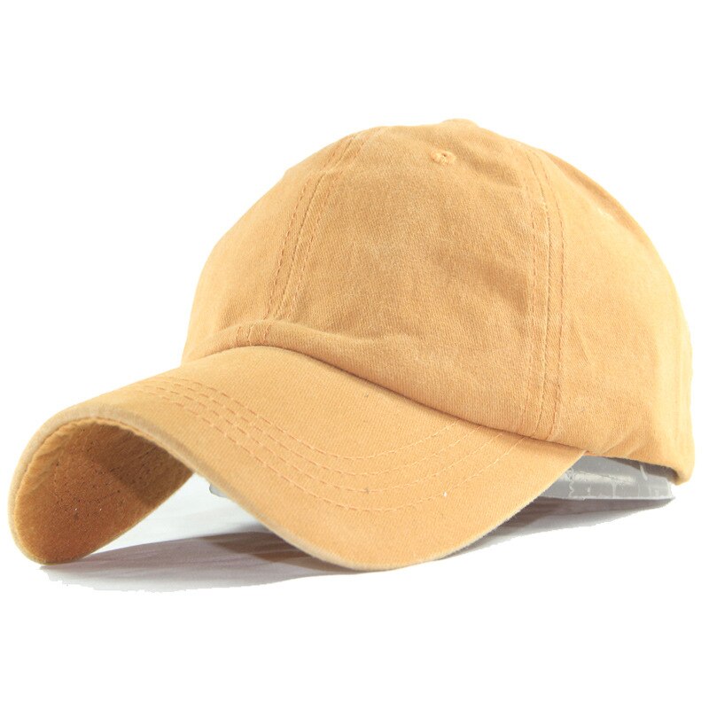 Baseball hat mænd og kvinder justerbar hat bomuld hip hop hat street dance hat ensfarvet flad kasket: Gul