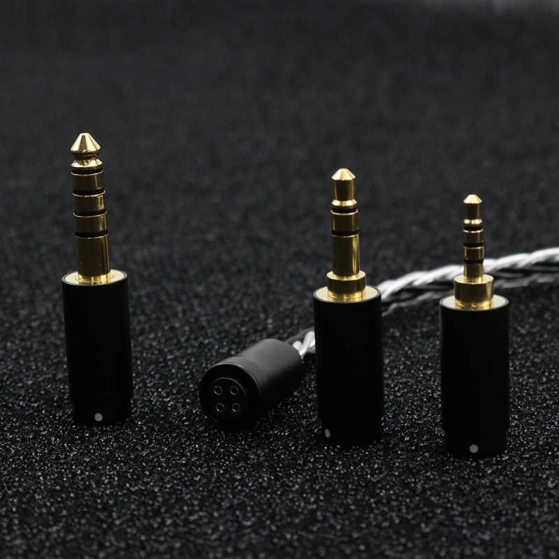 XINHS 8 Core Silver Black Silver Plated Cable Modular Cable with Replaceable Audio Plug: Khaki