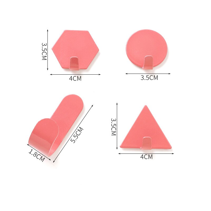 4 stk/sett henger dør bak krok knaggrekke nordisk stil nøkler henger nordisk geometri soverom rustfritt stål veggkrok: Rosa