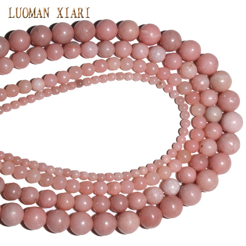 Natuurlijke AAA + Ronde Roze Opal Stone Kralen Voor Sieraden Maken DIY Armband Ketting Materiaal 4/6/8 /10mm Strand 15''