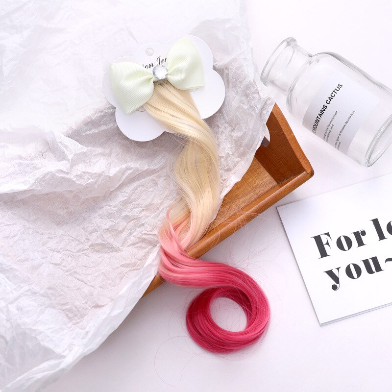 Leuke Boog Haar Clips Voor Meisjes 22Cm Lange Pruik Paardenstaarten Hair Bows Kids Baby Haarspelden Haar Haarspeldjes Accessoires: 6