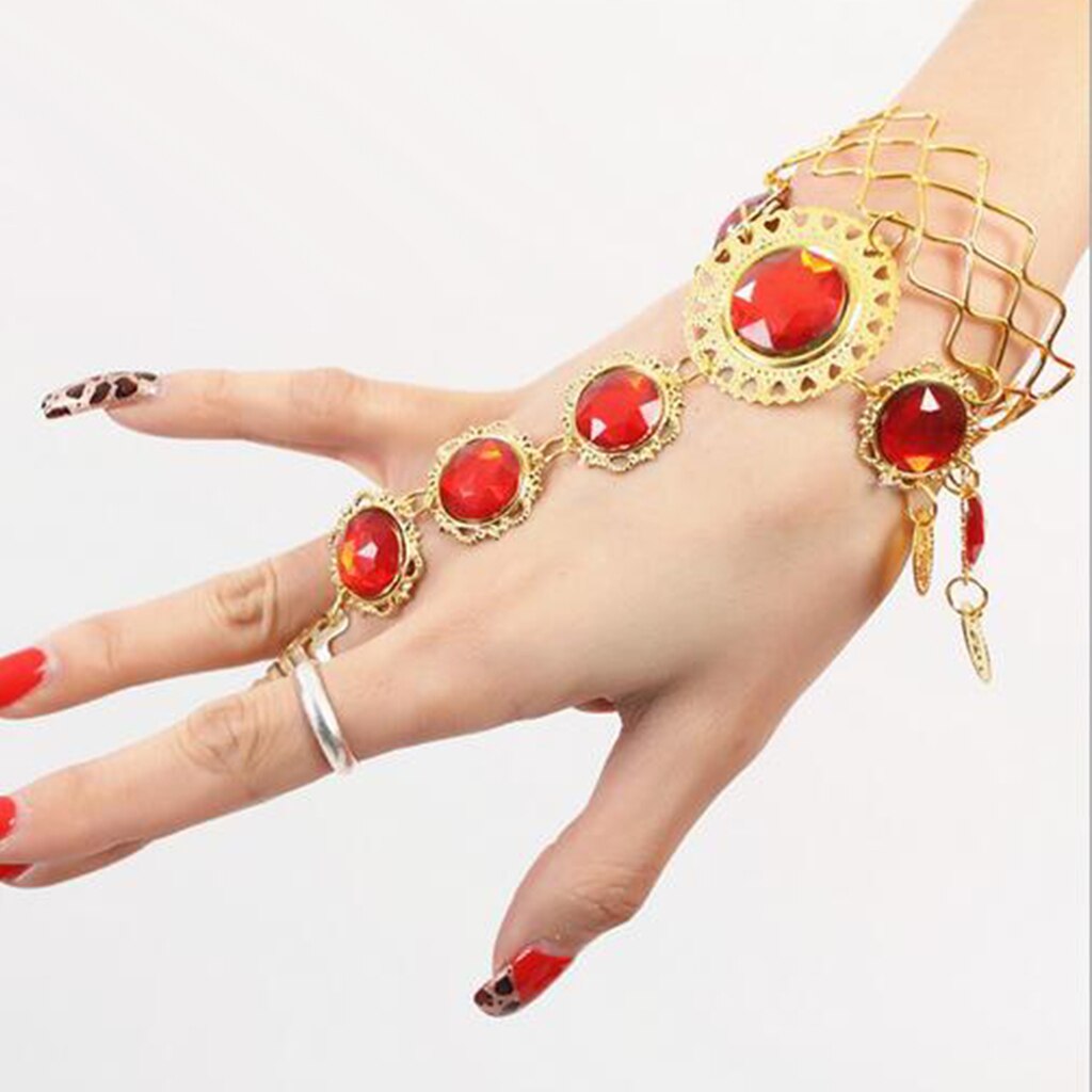 Buikdans Armbanden Met Vinger Crystal Bangles Kostuum Sieraden Mode-sieraden Gold
