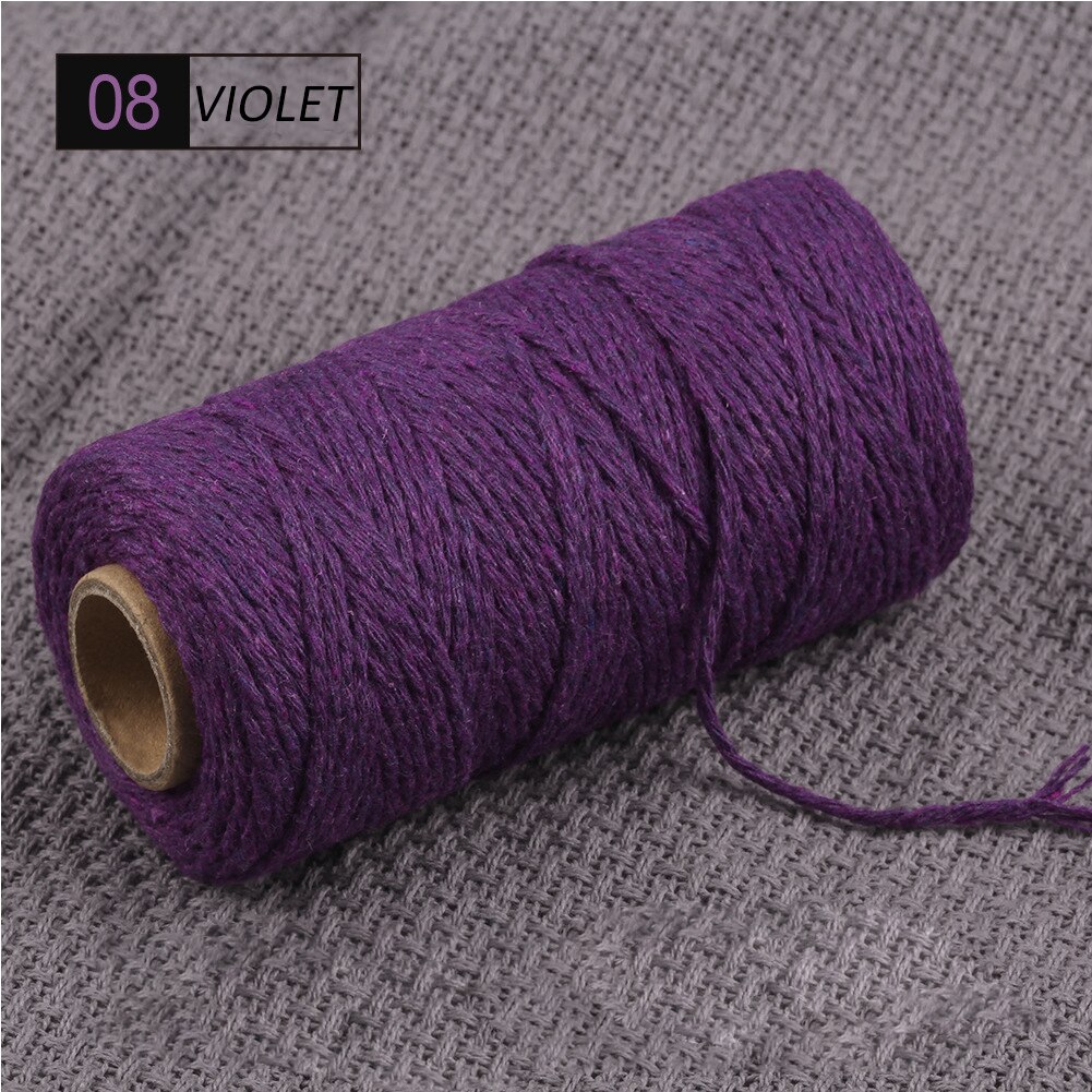2mm 100M Colorful Thread Cord 100% Cotton Twisted Craft Macrame String DIY Home Textile Wedding Decoration Accessories: 8