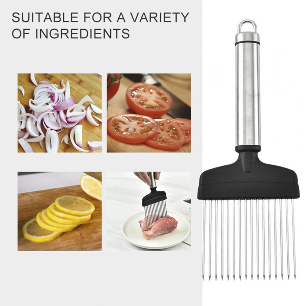 Stainless Steel Onion Needle Onion Fork Cutter Vegetable Slicer Anti-rust Portable Onion Slicer Cutter for Kitchen Accessories